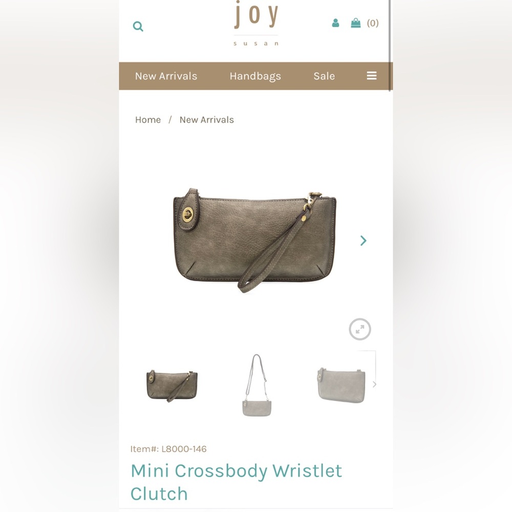 **NWT** Joy Susan Metallic Dark Chrome Mini Crossbody Wristlet Clutch